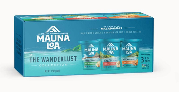 Mauna Loa Premium Hawaiian Roasted Macadamia Nuts, Island Classic Variety Pack,4 Ounce (Pack of 3)