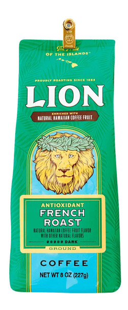 LION Award Winning Antioxidant Rich Coffee, French Roast, Medium Roast, Ground, 8oz