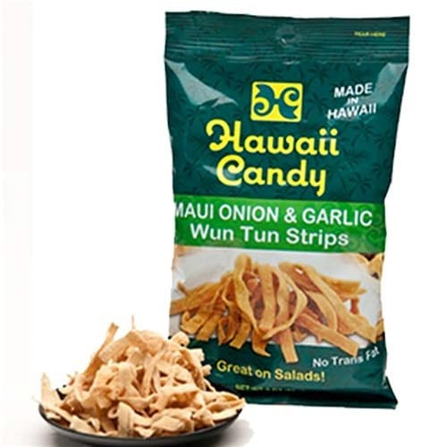 Hawaii Candy Wun Tun Strips, Maui Onion & Garlic Wun Tun, 3oz, 1 Pack