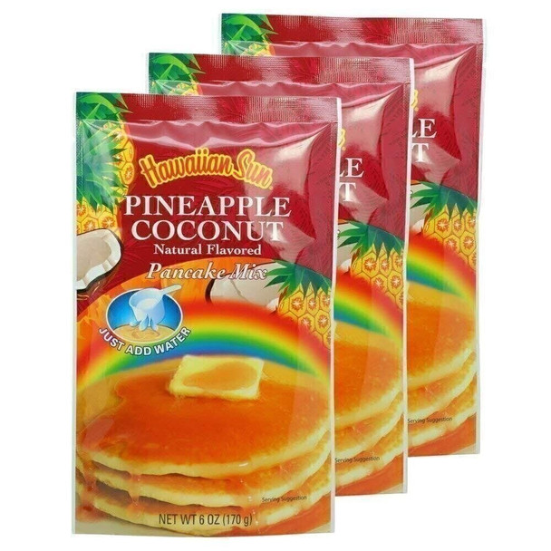 Hawaiian Sun Pineapple Coconut Pancake Mix 6-ounce (Pack of 3)