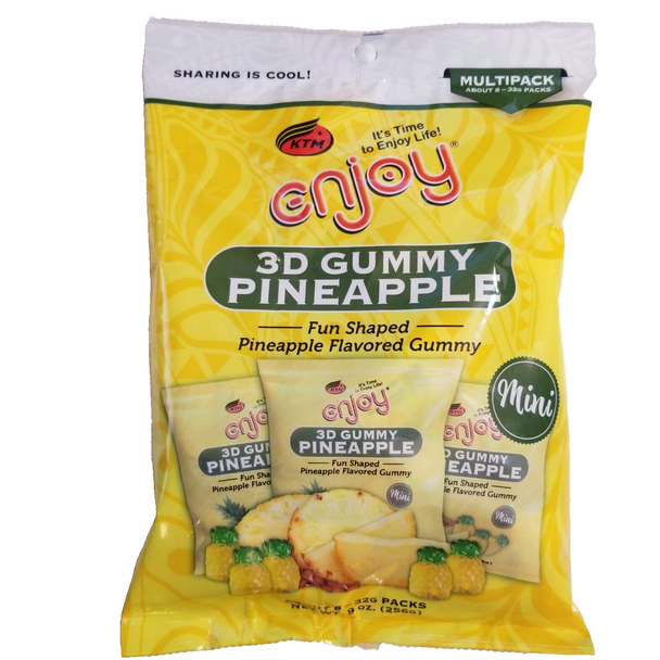 Enjoy Snacks 3D Pineapple Gummy Candy - 8 Pack Multipack, Fun Shaped, Sharing is Cool!