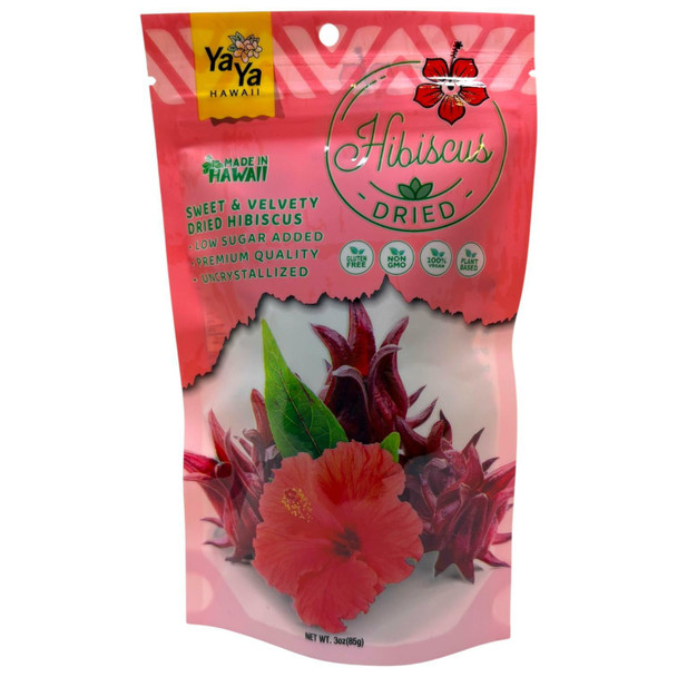 YaYa Hawaii Hibiscus Dried Flowers Premium Low Sugar Plant Based Snack  3 Oz