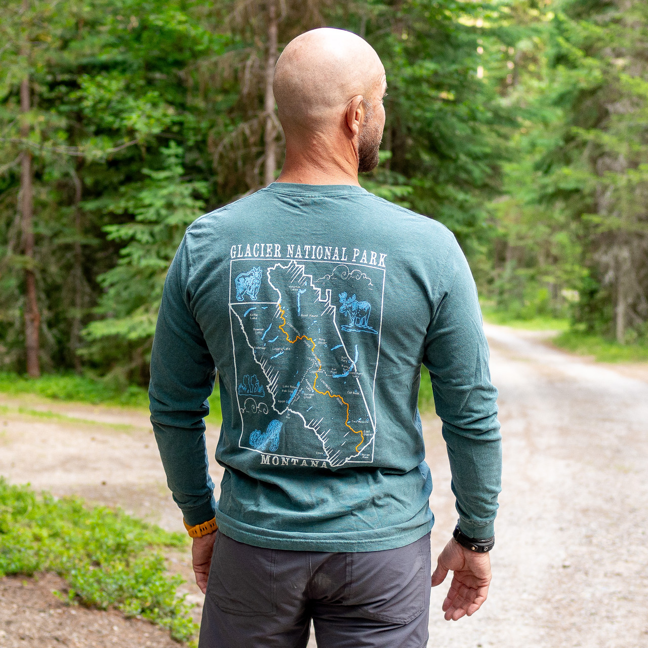 Long Sleeve T-Shirt with Map Glacier Conservancy