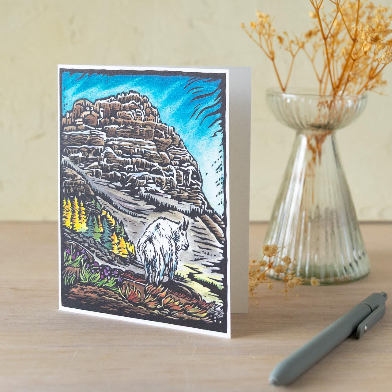 Mountain Goat Block Print Card - Glacier National Park Conservancy