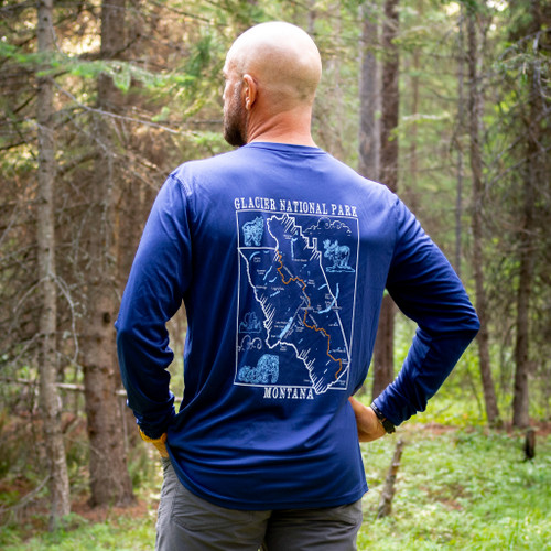 Long Sleeve T-Shirt with Map Glacier Conservancy