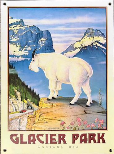Vintage Mountain Goat Sign - Glacier National Park Conservancy