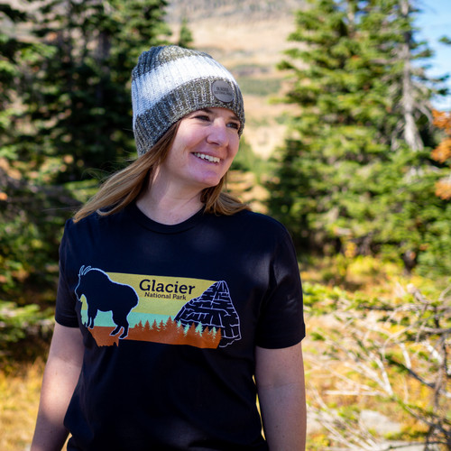 Glacier National Park, gold logo t-shirt