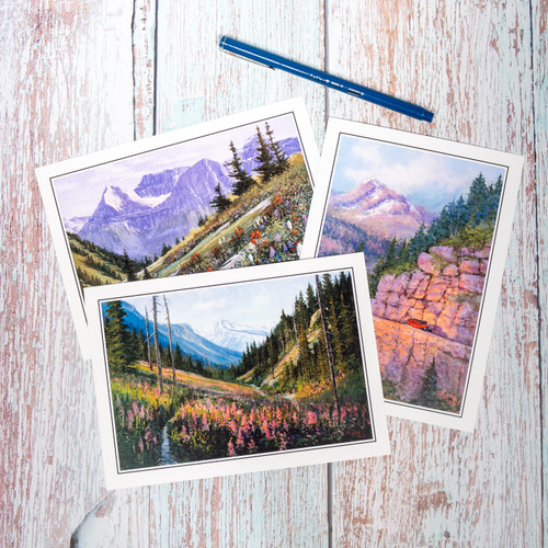 Red Bus Fine Art Postcard Set of 3 - Glacier National Park Conservancy