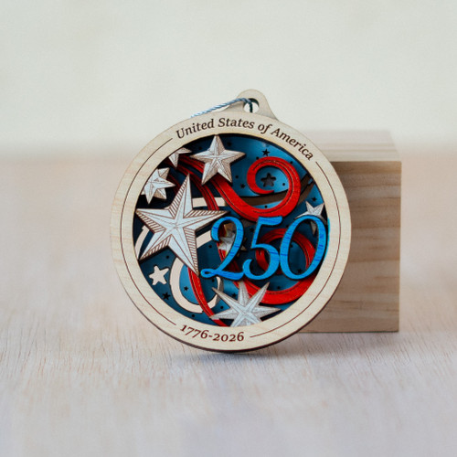 America 250 Wood Ornament
