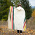 This blanket is ivory with classic Pendleton stripes and fringe around the outside edge.