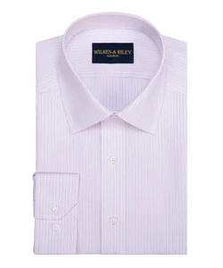 Poplin Stripe Spread Collar