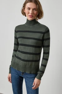 Stripe Turtleneck Sweater