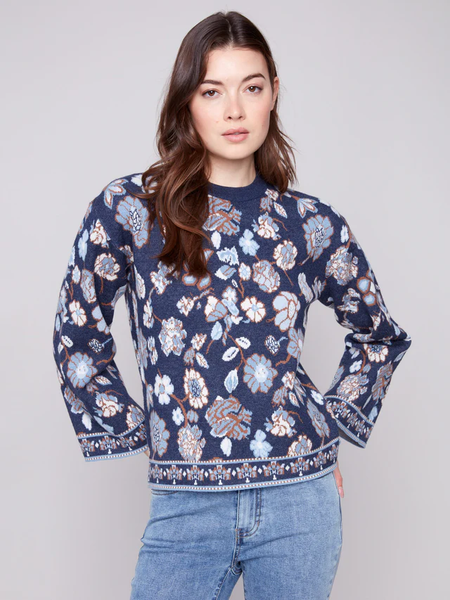 Crew Neck Jacquard Sweater