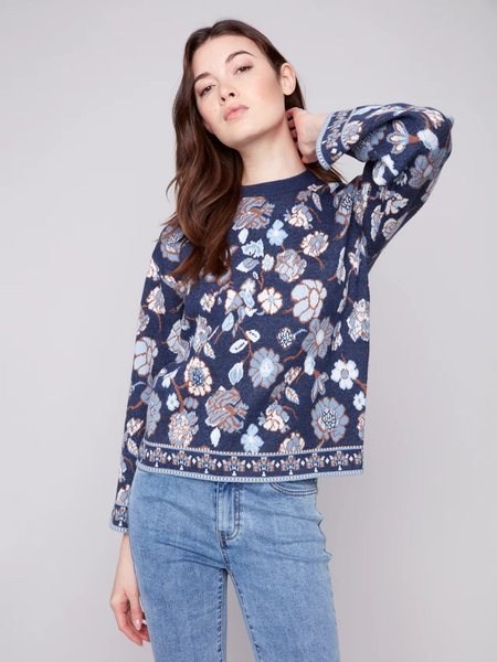 Crew Neck Jacquard Sweater