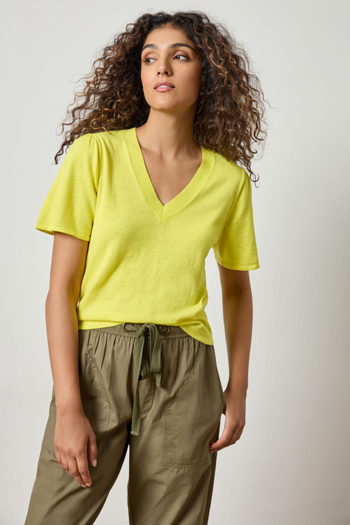 Short Sleeve V-Neck Sweater