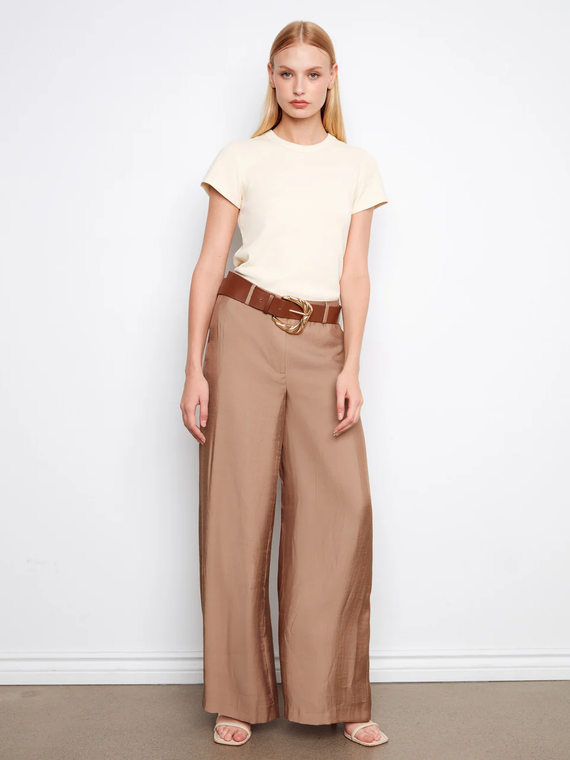 Satin Belted Wide Leg