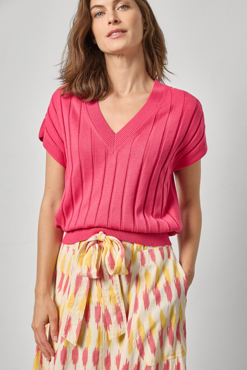 Wide Rib Wedge V-Neck-26