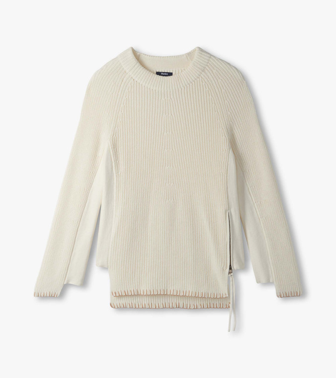 Side-Zip Raglan Sweater