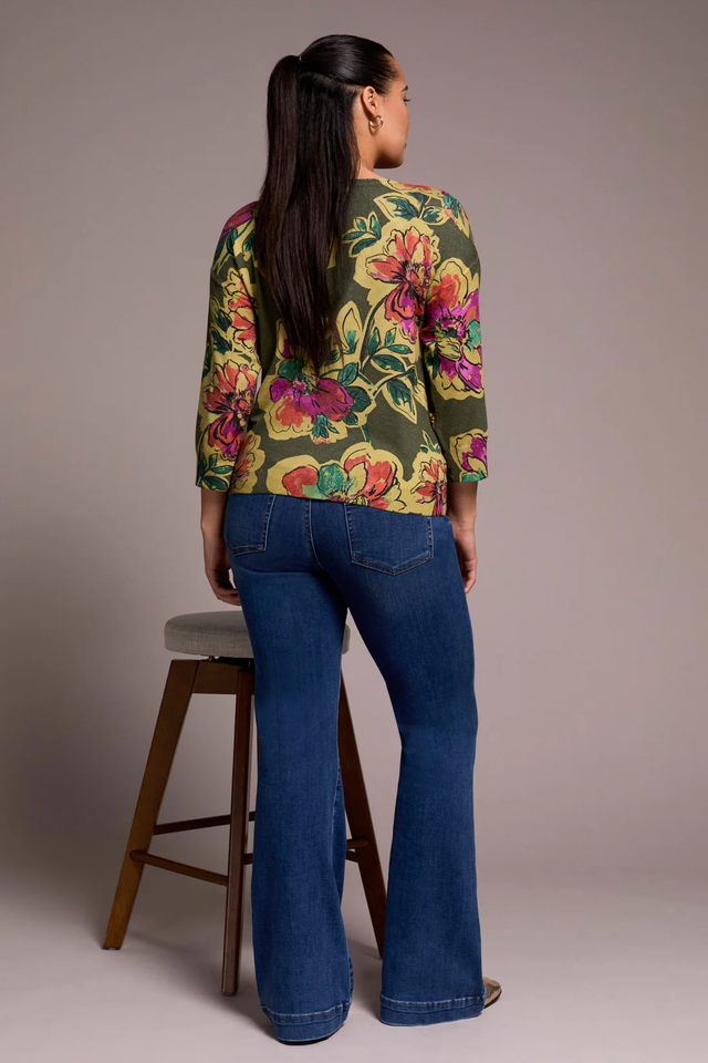 3/4 Sleeve Crew Neck Sweater