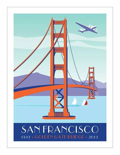 Poster - Golden Gate and Plane - 18"x24"