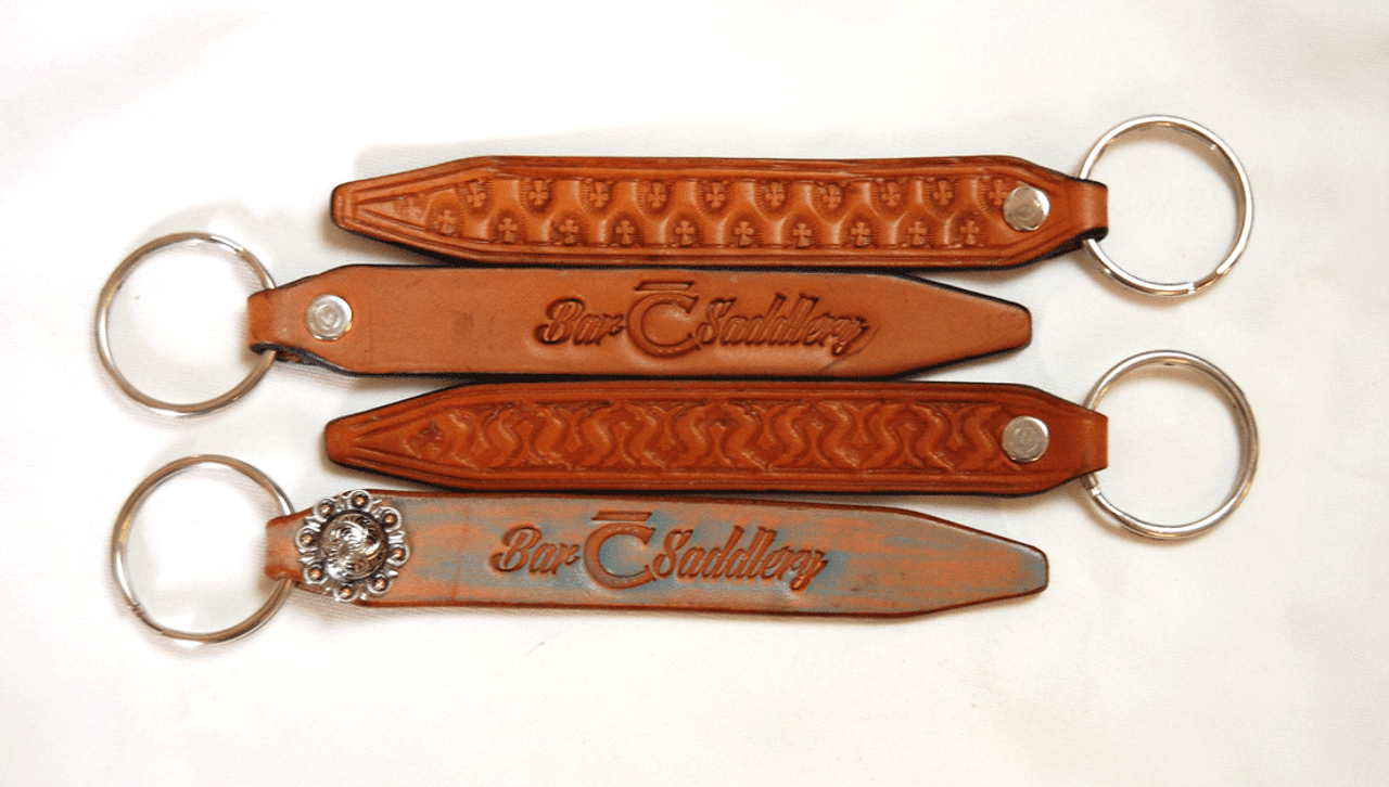 Wexler and Company Oak Grain Hand Made Leather Belt Key Chain Fob  .