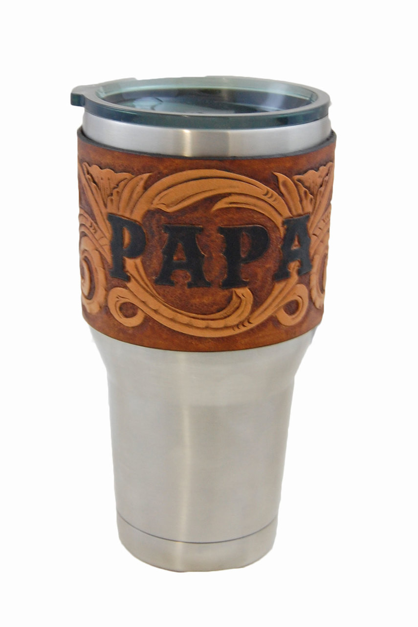 CUSTOM Cup Leather Sleeve Wrap 30 & 40 Oz Cup Sleeve Leather Tumbler Sleeve  Cup NOT Included 