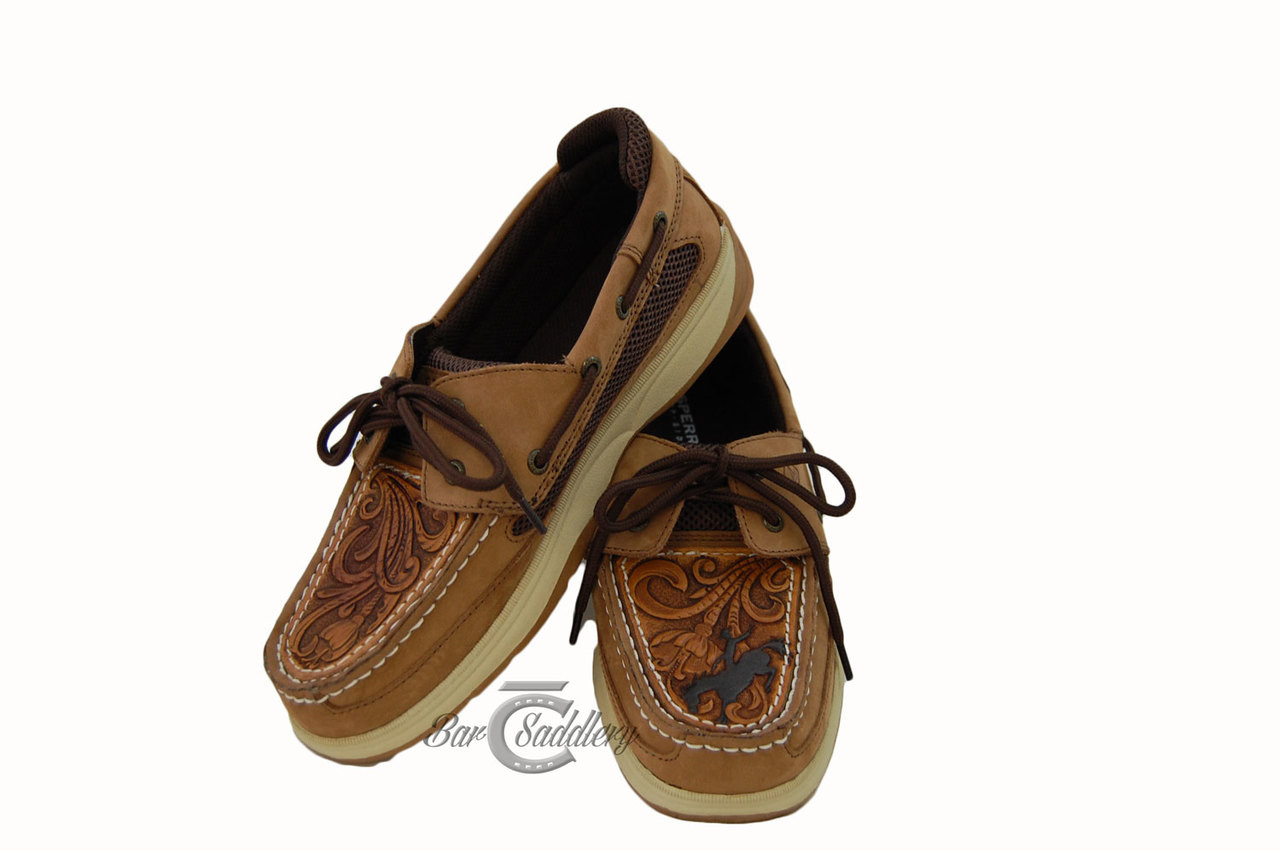 tooled leather sperrys
