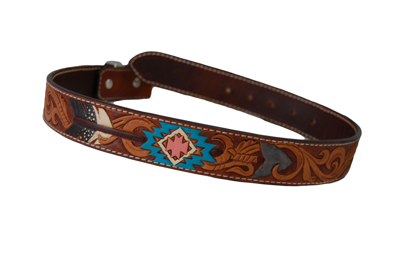 Custom Hand Tooled Leather Lady's Belt - Bar C Saddlery