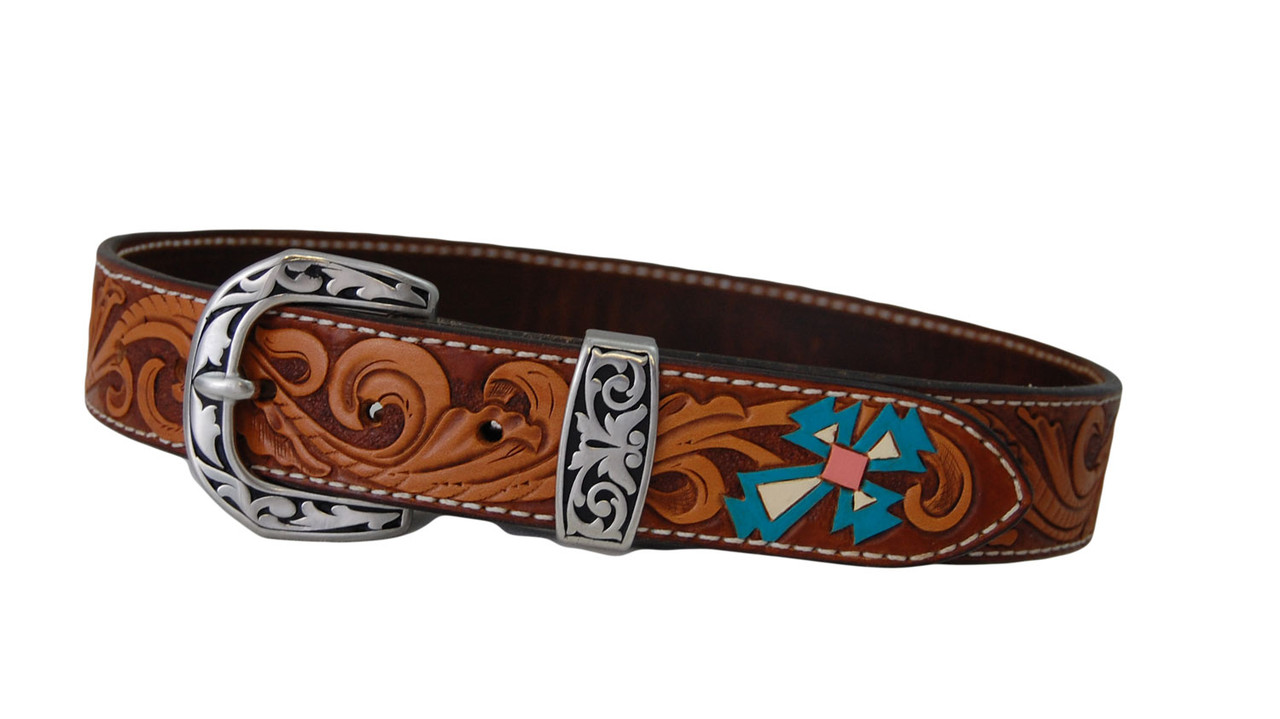 Custom Hand Tooled Leather Lady's Belt - Bar C Saddlery