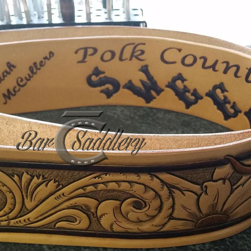 Fully tooled custom sash with tooled lettering