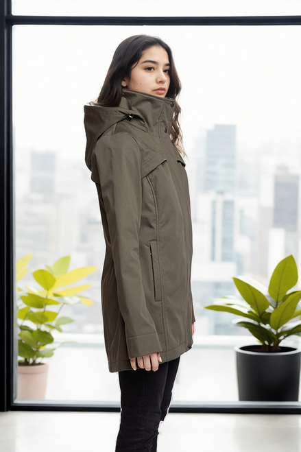 Olive Hanna Waterproof Travel Jacket side