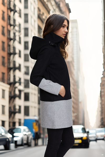 Kendra Black/Gray Waterproof Winter Coat