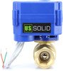 U.S. Solid Motorized Ball Valve- 1/2” Brass Electrical Ball Valve with Full Port, 85-265 V AC, 2 Wire Auto Return