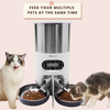 Automatic Cat Feeder - Stainless Steel Dog Pet Food Feeder Dispenser with Two-Way Splitter and Double Bowls by U.S. Solid