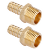 U.S. Solid Brass Hose Fitting - 1/2" Barb x 1/2" NPT Male Pipe Fittings Adapters 2pcs