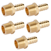 U.S. Solid Brass Hose Fitting - 1/2" Barb x 1/2" NPT Male Pipe Fittings Adapters 5pcs