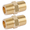 U.S. Solid Brass Hex Nipple - 1/4" x 1/4" NPT Male Pipe Fitting Adapter 2pcs