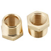 U.S. Solid 2pcs Brass Reducer Hex Bushing Brass Threaded Pipe Fitting 1/2" NPT Male x 1/4" NPT Female Adapter