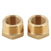 U.S. Solid 2pcs Brass Reducer Hex Bushing Brass Threaded Pipe Fitting 1" NPT Male x 3/4" NPT Female Adapter