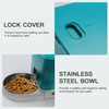 Automatic Pet Feeder - Cyan Cat Dog Food Feeder Dispenser with Stainless Steel Bowl, Voice Recorder and Battery