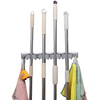 U.S. Solid Mop and Broom Holder, Wall Mounted, 4 Slots & 4 Hooks, Garden Tool Organizer, 20 Inches