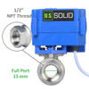 Motorized Ball Valve- 1/2" Stainless Steel Electrical Ball Valve, Full Port, 9-24V AC/DC and 3-Wire 1-Way Setup by U.S. Solid
