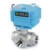 U.S. Solid 1/2" 3 Way Stainless Steel Motorized Ball Valve, AC110-230V, L Type, Standard Port, with Manual Function, IP67 