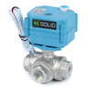 U.S. Solid 1/2" 3 Way Stainless Steel Motorized Ball Valve, AC110-230V, L Type, Standard Port, with Manual Function, IP67 