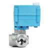 U.S. Solid 3/8" 3 Way Stainless Steel Motorized Ball Valve, 9-24V AC/DC, L Type, Standard Port, with Manual Function, IP67 