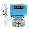 U.S. Solid 3/8" 3 Way Stainless Steel Motorized Ball Valve, AC110-230V, L Type, Standard Port, with Manual Function, IP67 