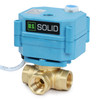  U.S. Solid 3/8" 3 Way Brass Motorized Ball Valve, AC110-230V, L Type, Standard Port, with Manual Function, IP67 