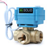 U.S. Solid 1/2" 3 Way Brass Motorized Ball Valve, AC110-230V, L Type, Standard Port, with Manual Function, IP67