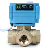 U.S. Solid 3/4" 3 Way Brass Motorized Ball Valve, AC110-230V, L Type, Standard Port, with Manual Function, IP67 