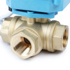 U.S. Solid 3/4" 3 Way Brass Motorized Ball Valve, AC110-230V, L Type, Standard Port, with Manual Function, IP67 